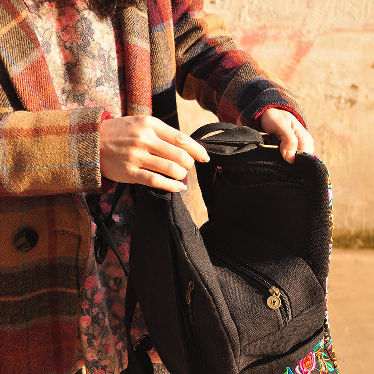 Ethnic style embroidered backpack