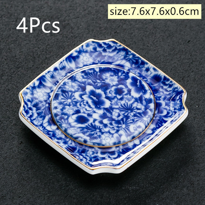 Vintage Chinese Blue and White Porcelain Ceramic Coaster Teacup Set-29