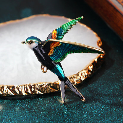 Alloy Diamond Color Swallow Brooch