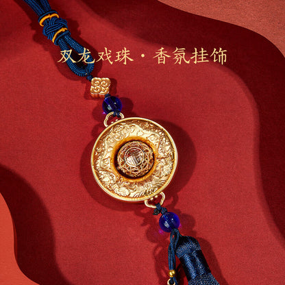 Forbidden City Cultural and Creative Double Dragon Playing with Pearl Fragrance Tesla Car Sachet Pendant