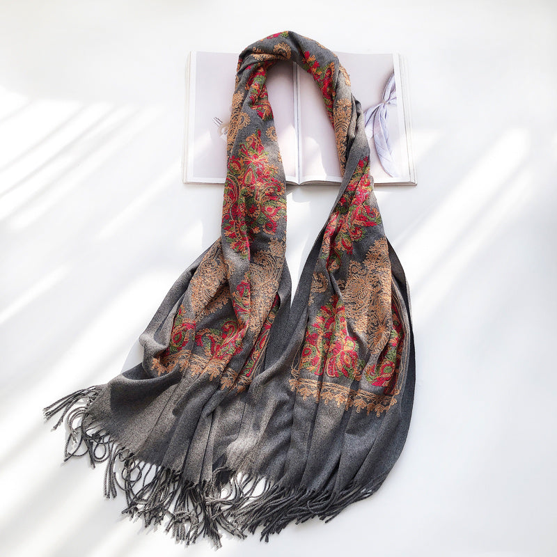 Ethnic Shawl Scarf Ladies Vintage Embroidery