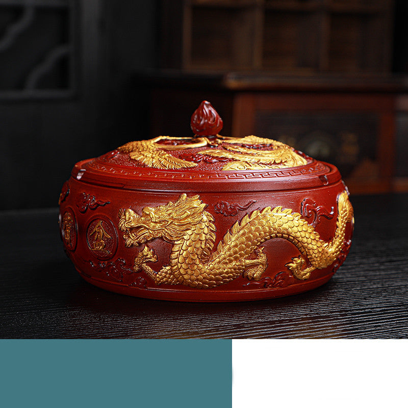 Home Living Room Vintage Windproof Ashtray With Cover Ornaments