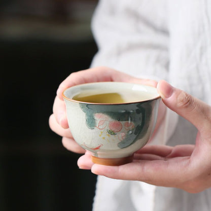 Hand Painted Ice Crack Tea Cup Chinese Underglaze Porcelain Tea Cup