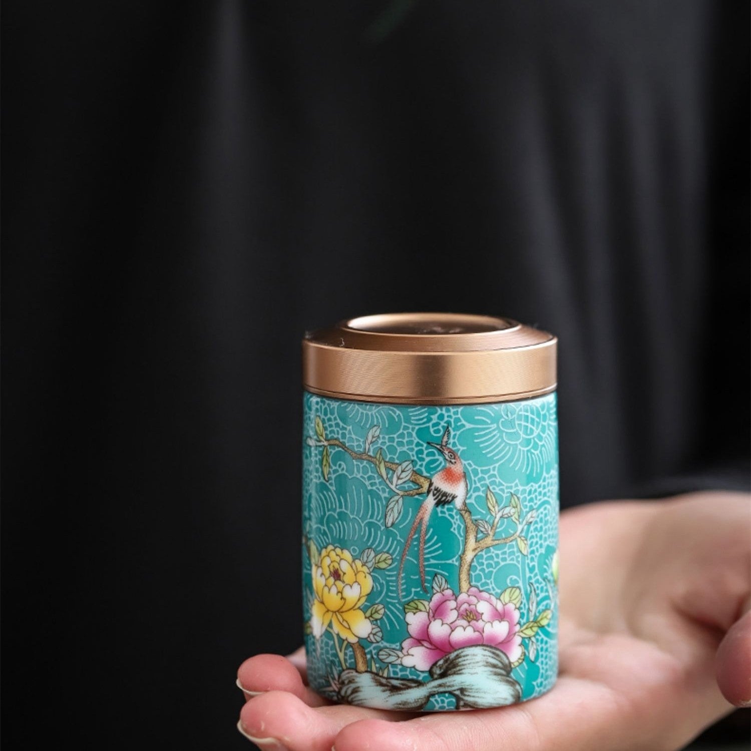 Enamel Color Small Size Mini Tea Jar Handmade Alloy Ceramic Airtight Storage Tea Weaker Portable