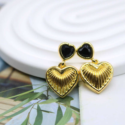 18K Gold Love Earrings Exaggerated Earrings Stripes