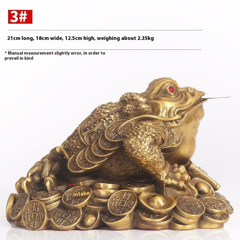 Store Fortune Decoration Golden Toad with Money in its Mouth Decoration
