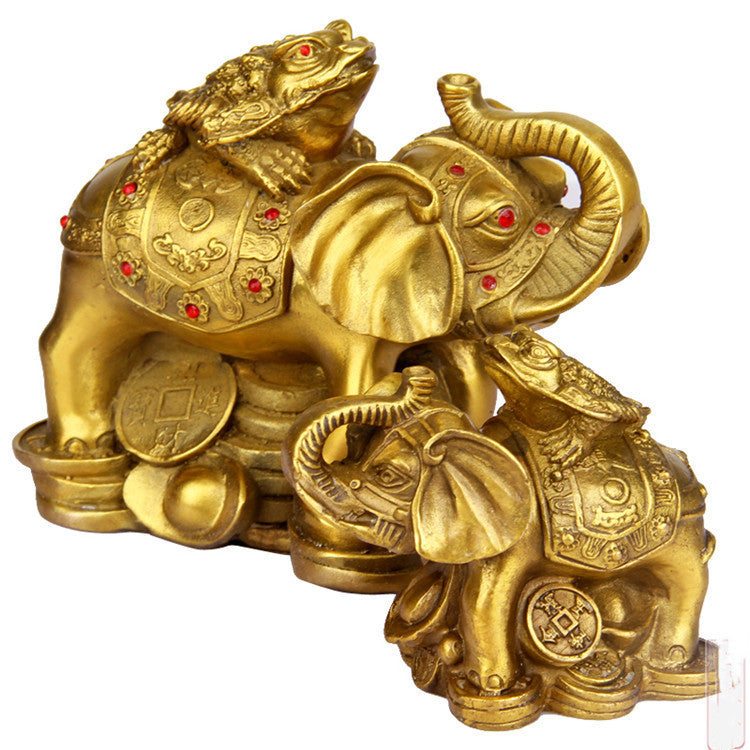 Golden Toad Elephant Decoration On Pure Copper Elephant Feng Shui Ornaments