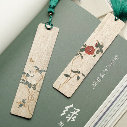 Classical Chinese Style Creative Girl Mahogany Bookmark Set Gift Box