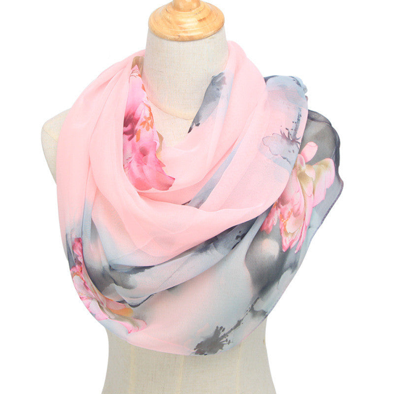 Printed Spring And Summer Sunscreen Thin Scarf Shawl