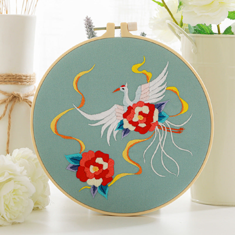 Chinese Style Flower And Bird Diy Hand Embroidery Material Bag