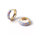 Enamel Earrings Burnt Blue Flower Earrings