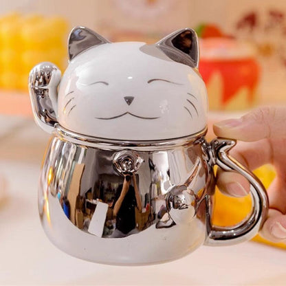 Women's Favorite Fashion 3D Fortune Cat Cup Lid Coffee Mugs-3