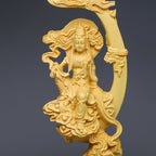 Boxwood Wood Carving Sun and Moon Bodhisattva Home Decoration