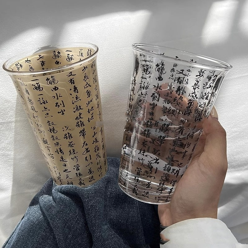 Chinese Style National Fashion Calligraphy Glass Cup Household