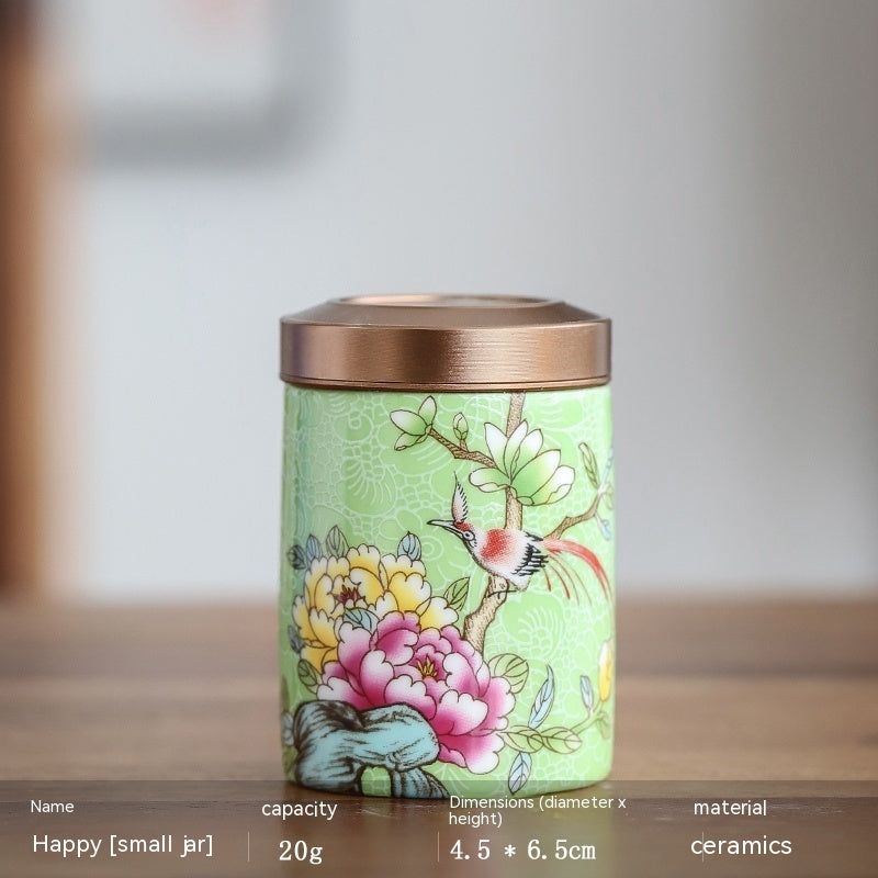 Enamel Color Tea Caddy Portable Alloy Airtight Storage Tea Weaker Set