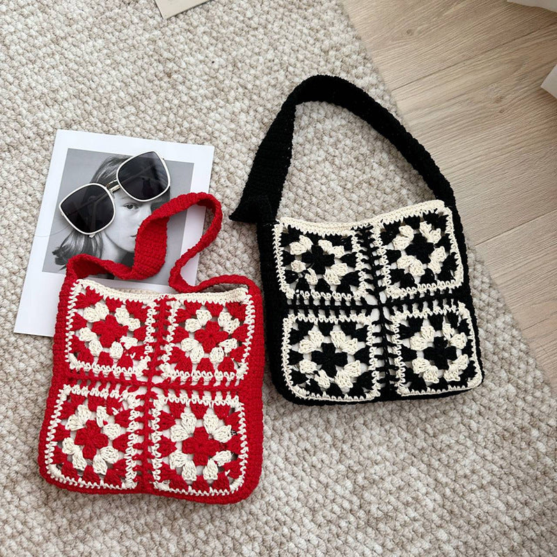 Hollow Shoulder Bag Ethnic Crochet Woven Bag