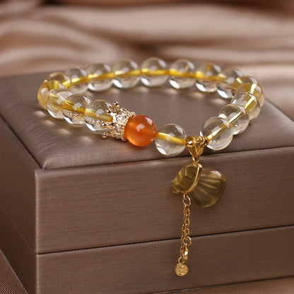 Natural Citrine Bracelet Chinese Style Light Luxury Purse Tassel Pendant