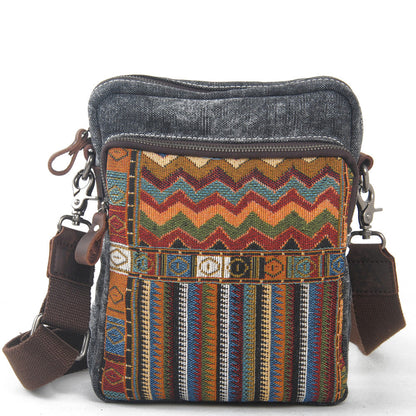 Women's canvas shoulder bag ethnic style