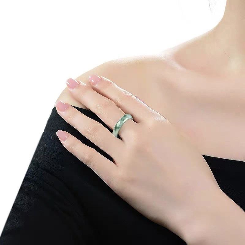 Ethnic Style Natural Jade Ring Ornament