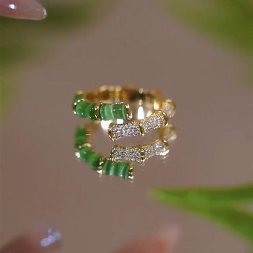 Chinese Style Green Bamboo Ring Is Light And Luxurious