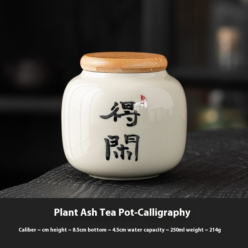 Chinese Calligraphy Tea Pot Ceramic Mini