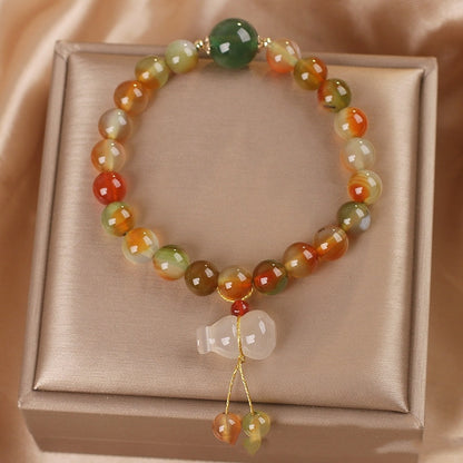 Natural Stone Color Beaded Bracelet Female New Chinese Style