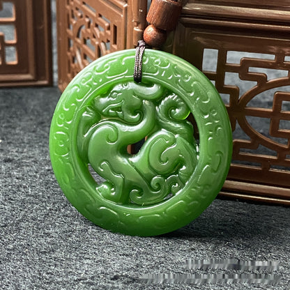 Hetian Jade Antique Dragon Carved Pendant