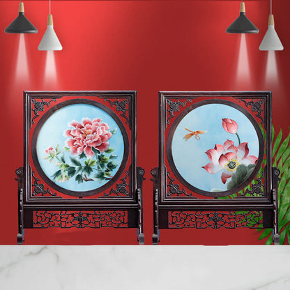 Double-sided Embroidery Table Screen Chinese Handicraft Desktop Ornaments