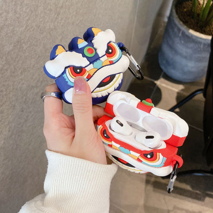 Chinese style lion dance silicone protective cover airpods 1/2 generation, airpods pro/3 generation earphone protective cover