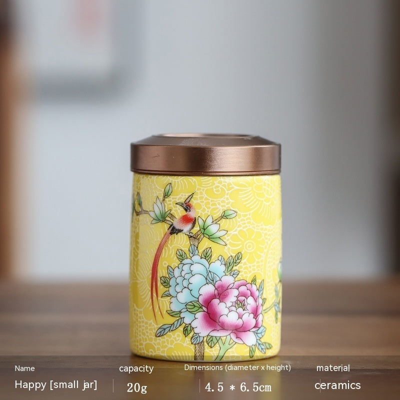 Enamel Color Small Size Mini Tea Jar Handmade Alloy Ceramic Airtight Storage Tea Weaker Portable