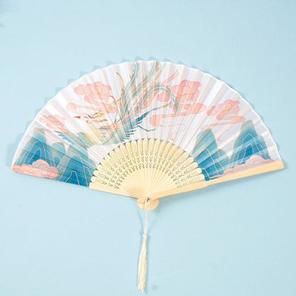 Chinese Style Women's Tasseled Portable Cheongsam Folding Fan