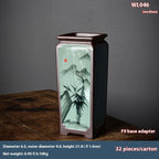 Chinese Hand-painted Square Straight Retro Purple Sand New Chinese Flower Pot