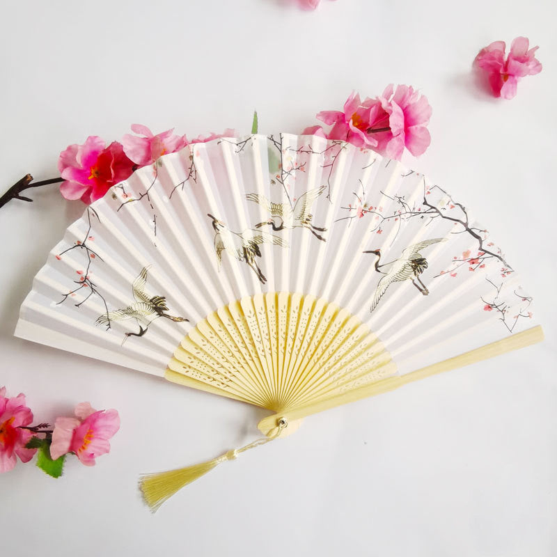 Chinese Style Portable Folding Bamboo And Silk Folding Fan