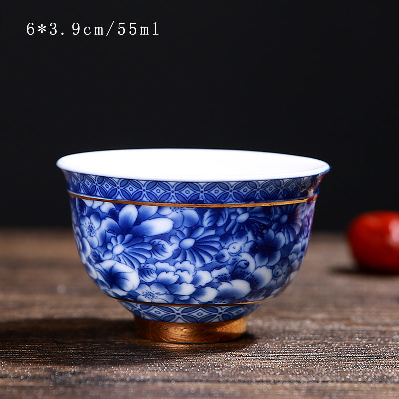 Vintage Chinese Blue and White Porcelain Ceramic Coaster Teacup Set-17