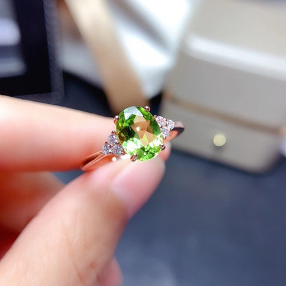 Ring Female Peridot Ring With Zircon Ring Design Sense