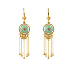 Ancient Style Long Tassel Hetian Jade Malachite Auspicious Cloud Earrings-8