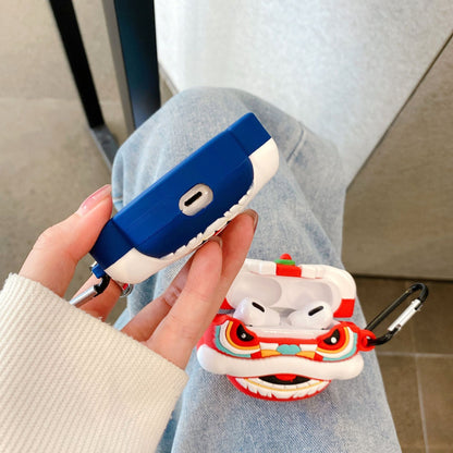 Chinese style lion dance silicone protective cover airpods 1/2 generation, airpods pro/3 generation earphone protective cover