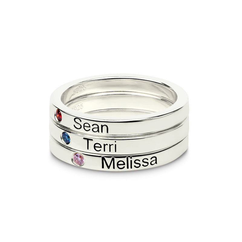 Custom Engraved Silver Ring for Couples Personalized Name Gift-4