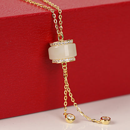 Hetian Jade White Jade Column As Right As Rain Necklace S925 Silver