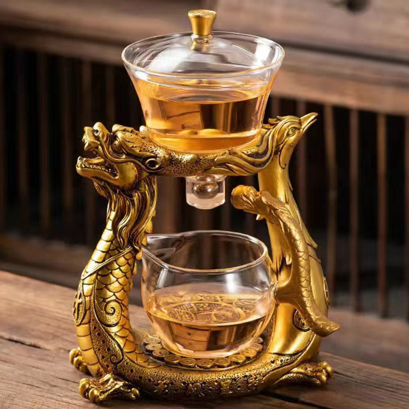 Semi-automatic Glass Dragon And Phoenix Tea Making Teapot