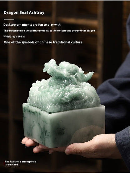 Resin Jade Chinese Dragon-printed Ashtray