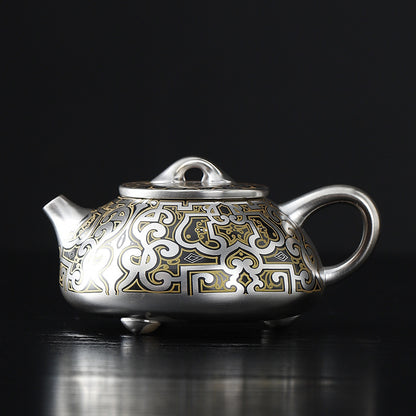 He Fu Sen Silver Gilded Fengming Pot Teapot Single Teapot