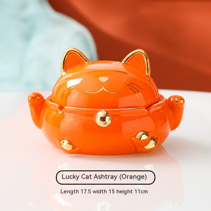 Lucky Cat Ashtray Home Living Room With Lid