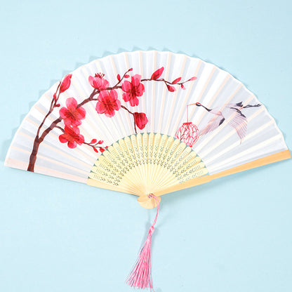 Chinese Style Women's Tasseled Portable Cheongsam Folding Fan