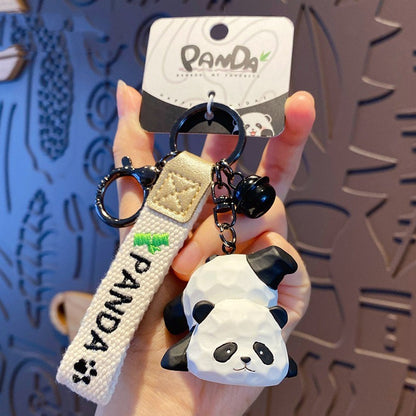 Resin Wood Carving Panda Keychain