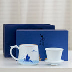 White Porcelain Celadon Household Hand-painted Filtered Tea Cup With Lid