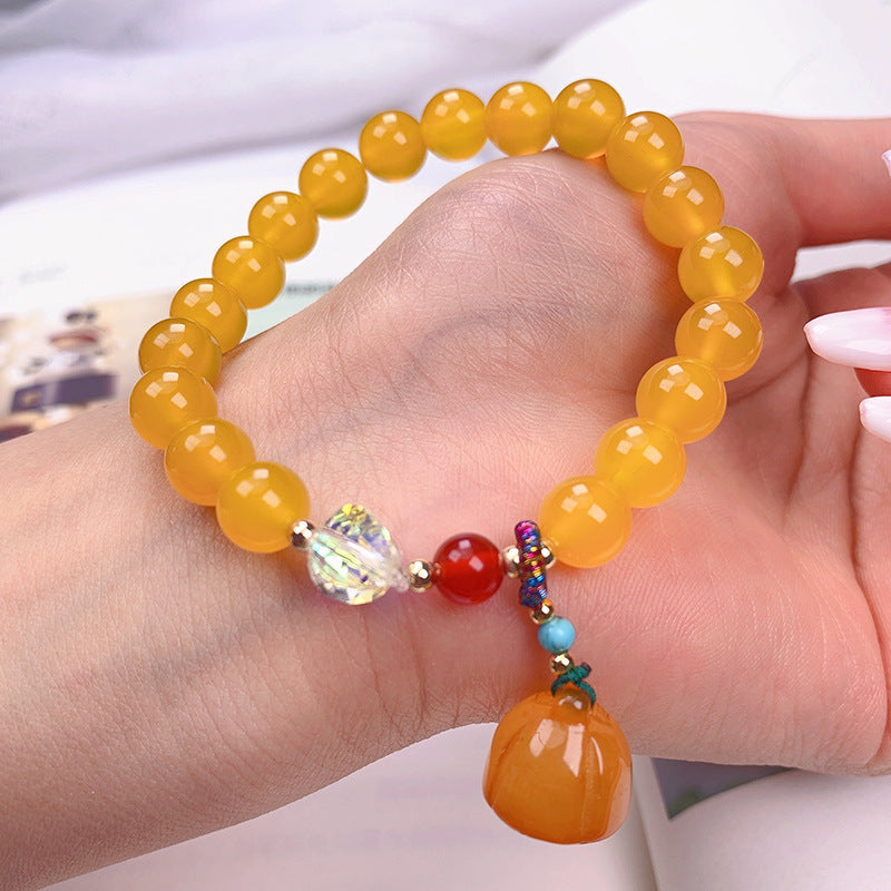 Chinese Style Natural Yellow Agate Bracelet Girl