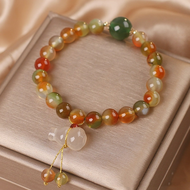 Natural Stone Color Beaded Bracelet Female New Chinese Style