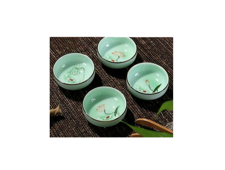 Celadon Hand-painted Ceramic Teacup Kung Fu Tea Set Carp Creative