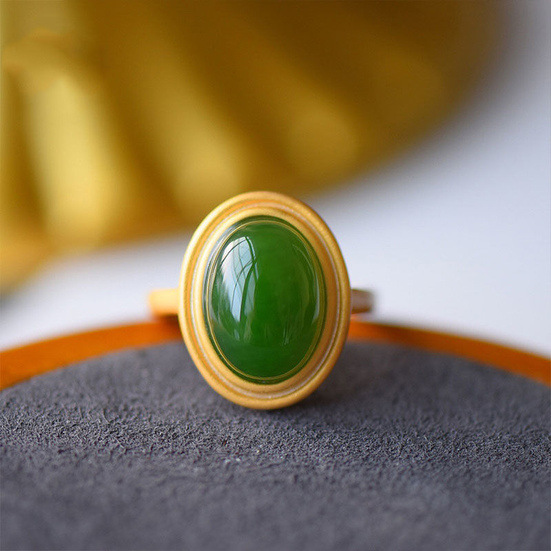 Women's White Jade Emerald Retro Natural Hetian Jade Ring